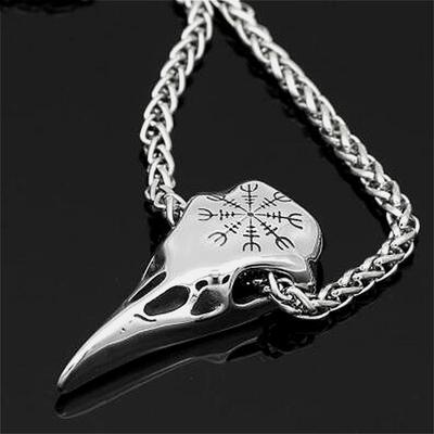 Retro Personalidade Viking Eslavo Bússola Corvo Crânio Pingente Colares para Homens Tendência Clássico Rock and Roll Festa Jóias Presente