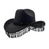 Cowgirls Hat Pearls Fringed Bandana Set for Women Classical Western Wide Brim Wesatern Hat Floral Scarf and Sunglasses
