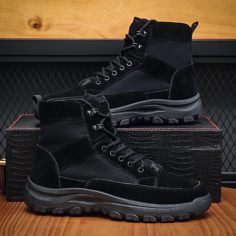 

Мужские высокие парусиновые ботинки Martin - повседневная обувь в британском стиле на осень/зиму 44 чёрный