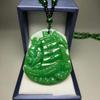 Green Jade Hand-Carved Fox Koi Hollow Jade Pendant Necklace Multicolor Chinese Amulet Women Man'S Lucky Jewelry Gift