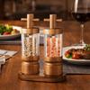 Manual Acacia Wood Pepper Grinder Cross-head Refillable Pepper Mill Acrylic Body Ceramic Grinding Core