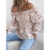 Blusa y Camisas de Chifón para Mujer Primavera Verano Manga Larga Cuello Sequre Estampado Floral Camisa Tops blusas