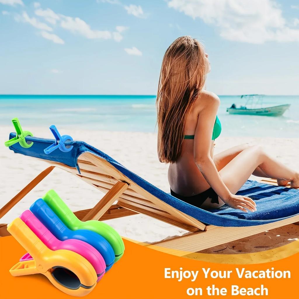 4/8Pcs Beach Towel Clips for Beach Chairs, Towel Holder Clips for Chair Pool On Cruise,Heavy Duty Clothes Pins, Strong Clips