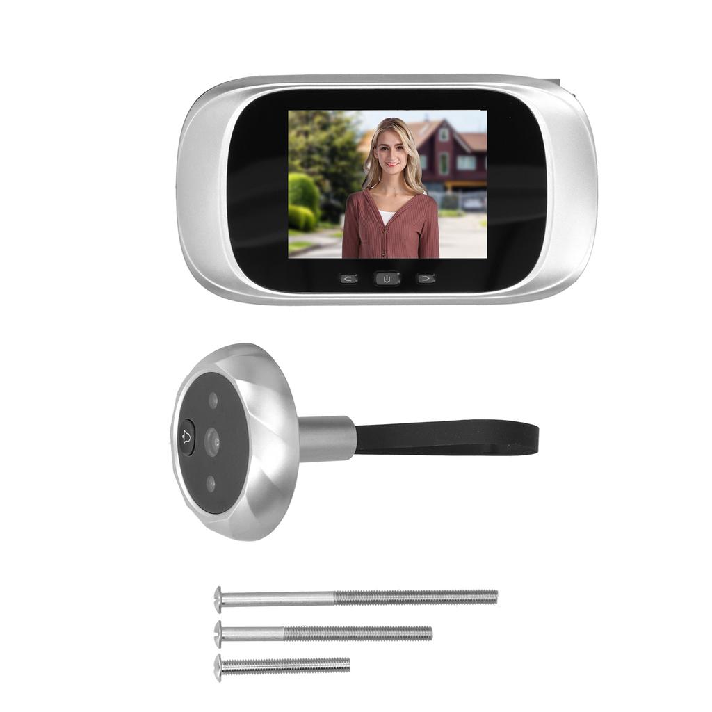 Electric Video Doorbell High Definition Camera 90 Degree Angle Digital Door ViewerSilver