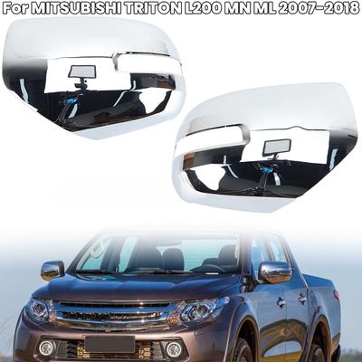 Rearview Mirror Cover Cap For Mitsubishi Triton L200 MN ML 2007 2008-2018 Chrome Turn Signal Holes Side Mirror Car Accessories