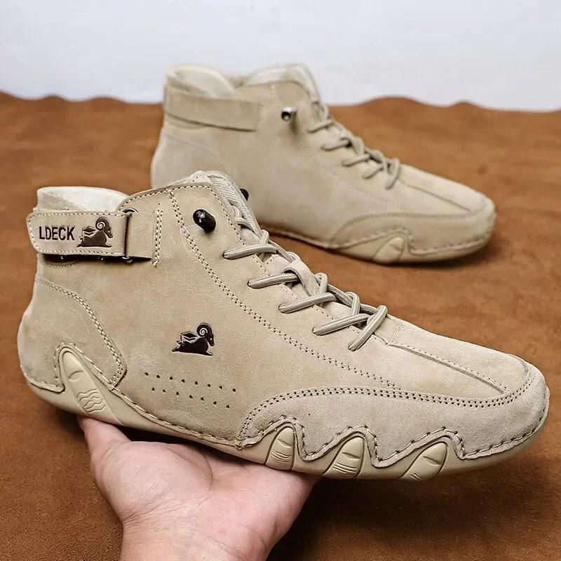 Men's Nude Boots Fashionable Stitching Lightweight Comfortable Soft Upper for Daily Wear Casual Street Style Walking Men Shoes