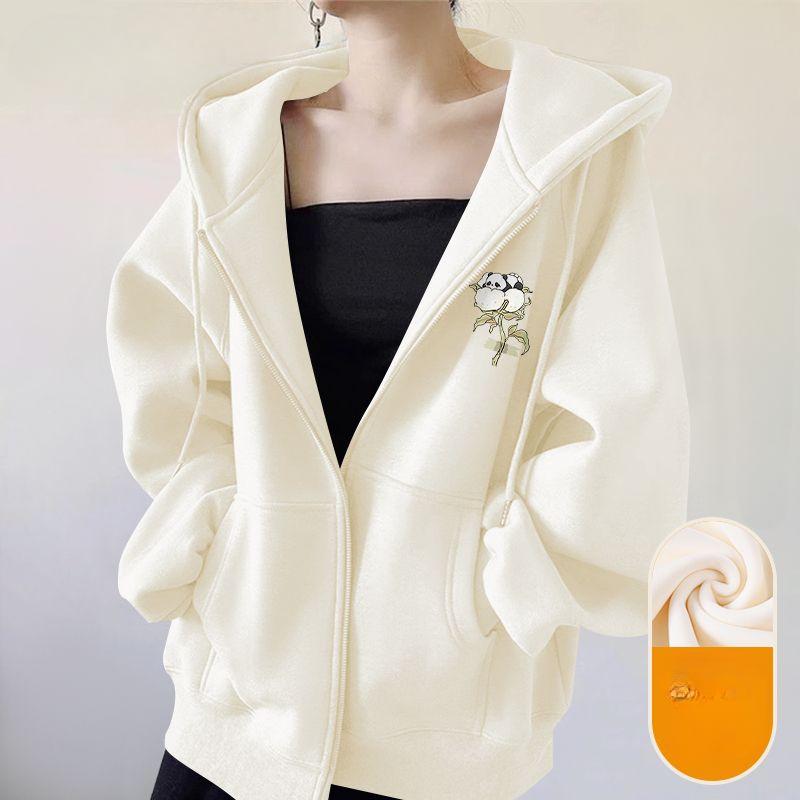 Loose Hoodie Sweatshirt Autumn and Winter Thickened Casual Coat