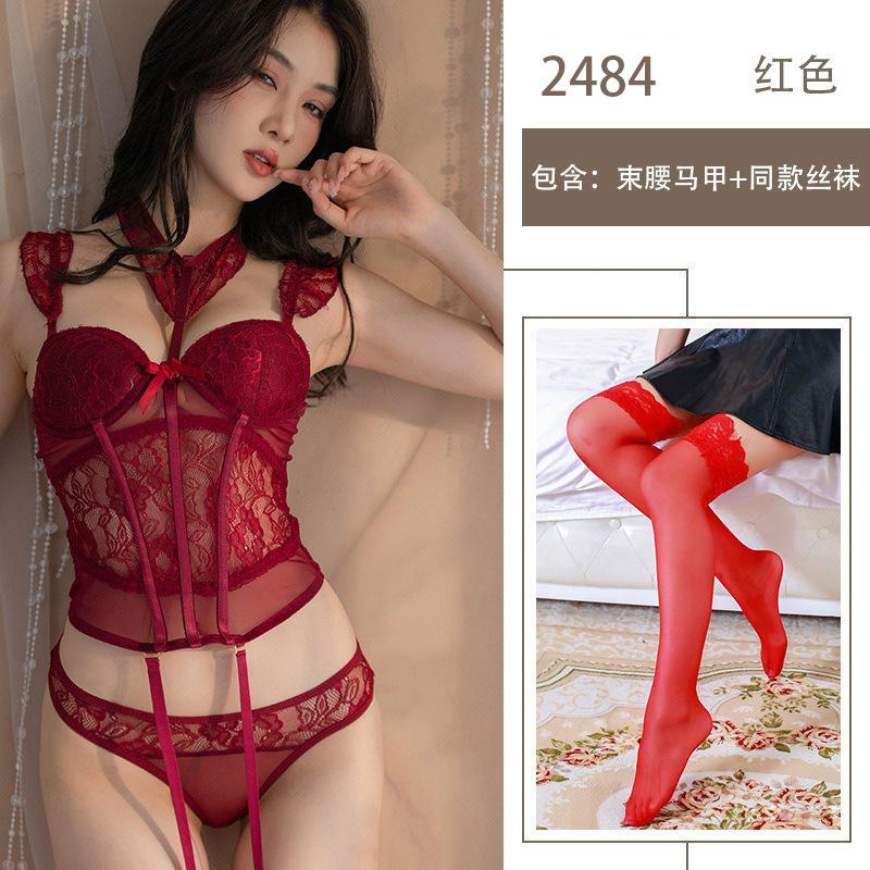 Sexy lingerie sexy hot steel tray gathering fun fishbone waist lace sex uniform pure desire