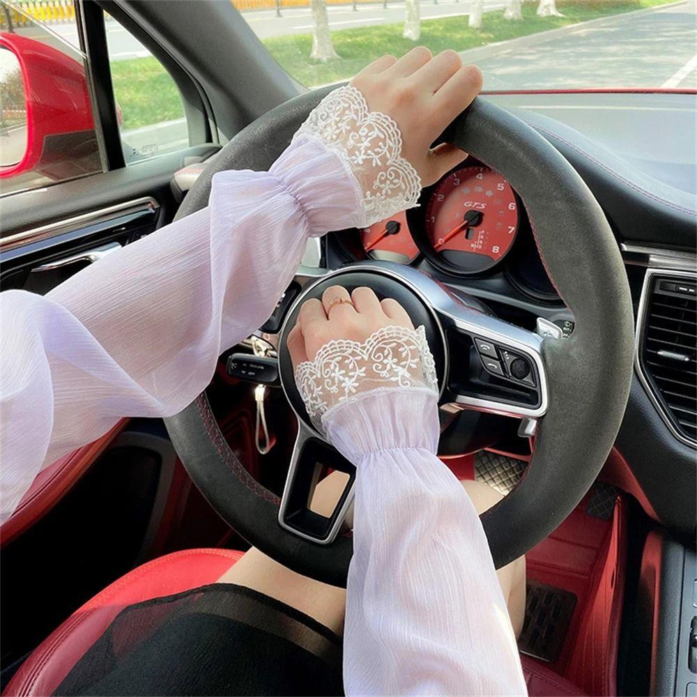 Sun Protection Long Arm Sleeves Breathable Summer Arm Cover UV Protection Lace Sleeve  Cycling
