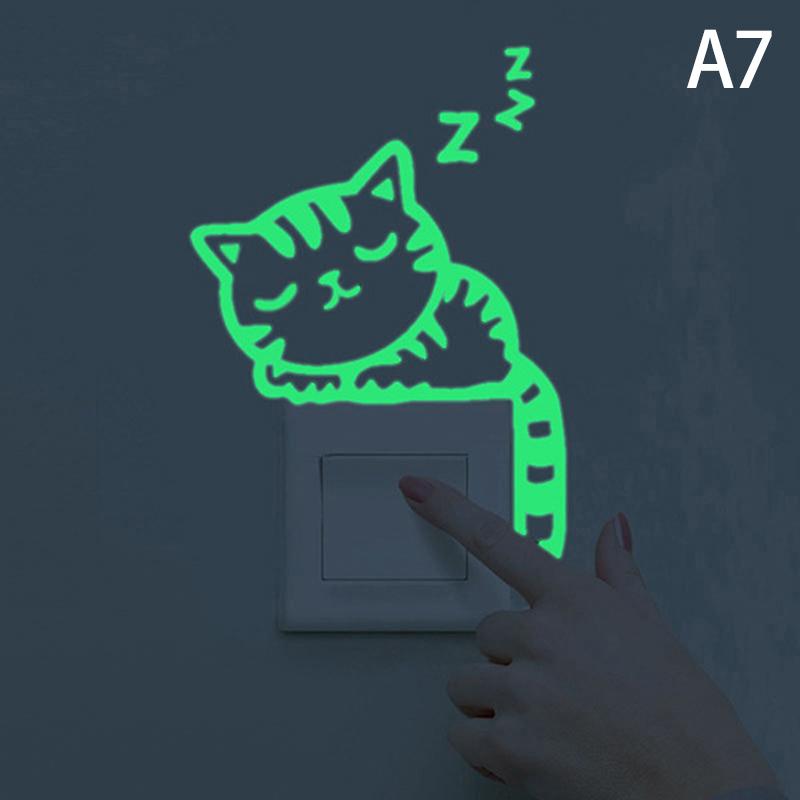 9 стилей мультфильм светящийся выключатель наклейка на темной стене наклейки домашний декор украшение детской комнаты креативная наклейка A7
