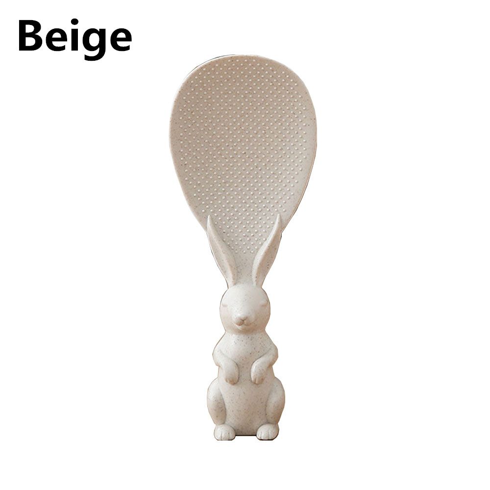 Hot Rice Scoop New Rice Shovel Non-Stick Standing Rice Spoon Cute Rabbit Wheat Straw Rice Spoon бежевый