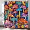 Modern Cartoon Fairy Tale Mushroom Pattern Shower Curtain,Polyester Fabric Washable Bathroom Curtains,Home Decoration With Hooks