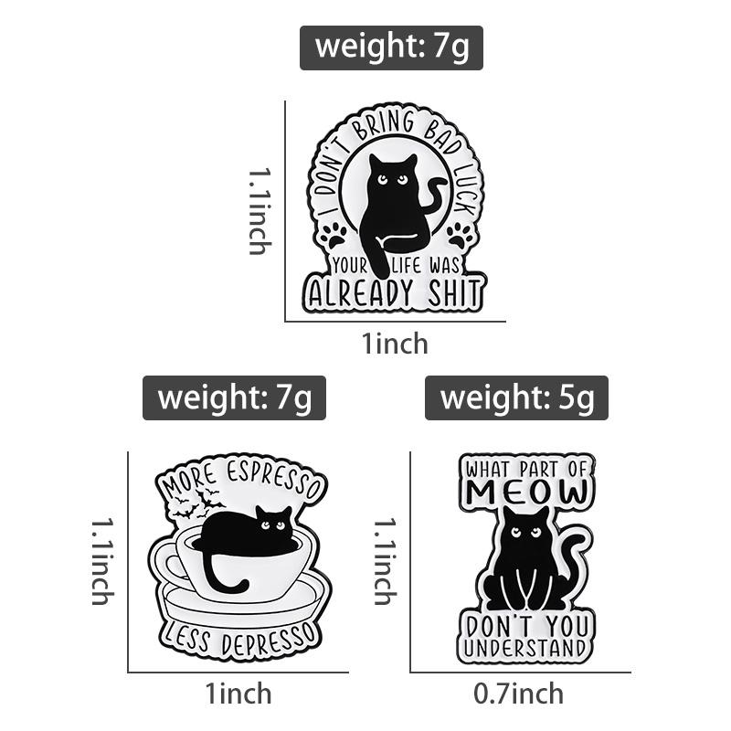Cute Cat Coffee Enamel Pins Custom MORE ESPRESSO Brooches Lapel Badges Clothes Animal Jewelry Gift for Kids Friends