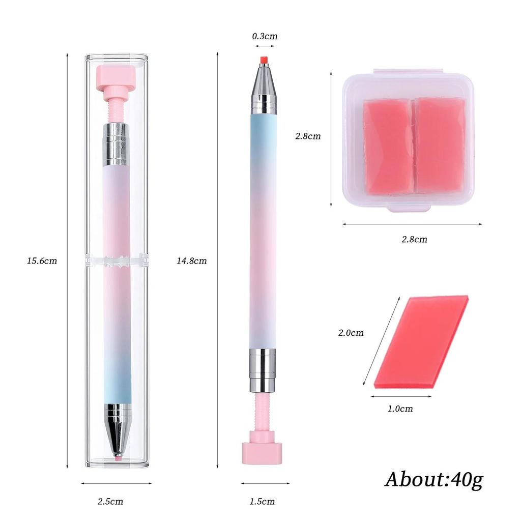 7pcs/Set Reusable Wax Refillable Embroidery Manicure Dotting Tool Nail Art Rhinestone Bead Wax Dotting Pen Otating Glue Point