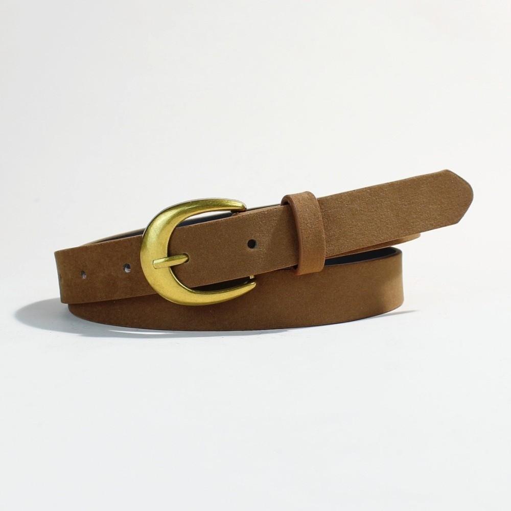Luxury Design Suede Leather Belt Versatile Gold Pin Buckle Women Waist Belt Retro Vintage Frosted Thin Waistband