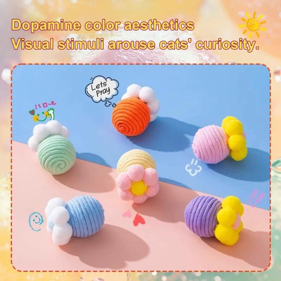 Cotton Rope Cat Toy Interactive Pet Chew Ball for Teeth Cleaning Bite Resistant Kitten Kicker Toy for Indoor Cats Exercise Self Play