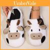 Cartoon Cow Plush Indoor Slippers With Warmth For Women And Men