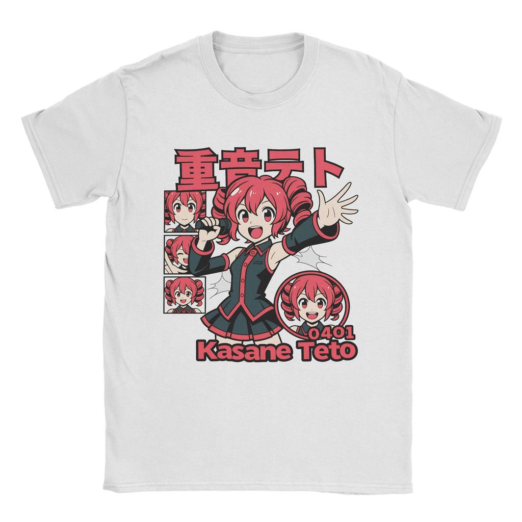 Kasane Teto Anime T-Shirt Sommer Baumwoll-T-Shirts Für Männer Trendiger Print T-Shirt Kurzarm Vintage T-Shirts