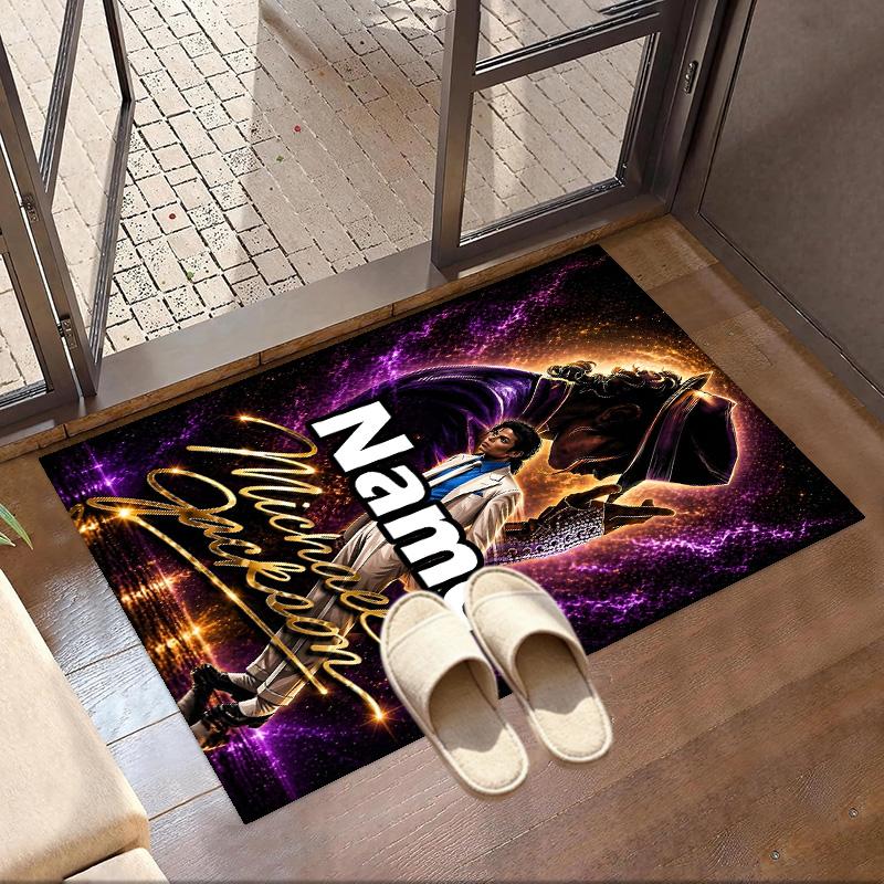 Custom Name Personalized Michael Jackson Print Carpet, Versatile Home Decor Rug, for Playroom, Apartment, Balcony, Entryway, Hallway Gift