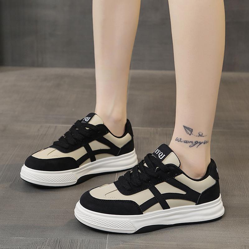 Women's Shoes Casual Shoes Women's Lace-up Sports PU Stitched Thick-Soled Vulcanized Shoes Non-Slip Comfortable and Breathable