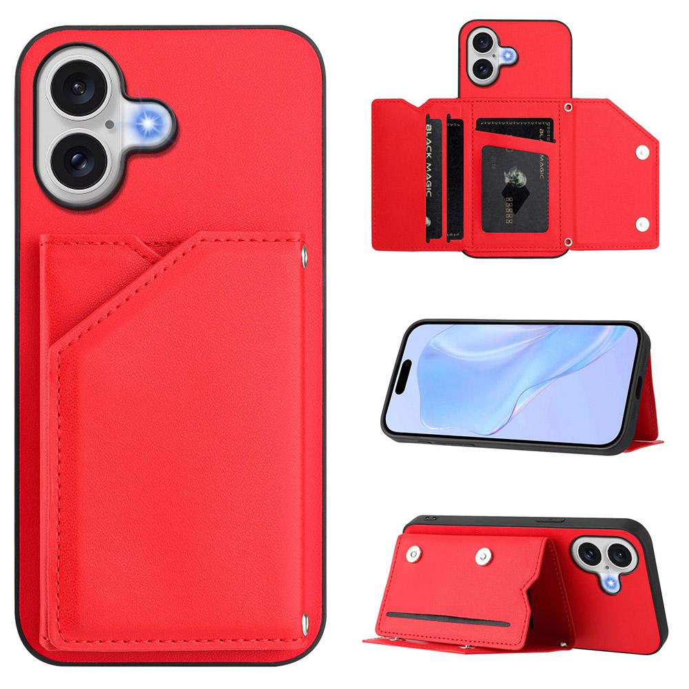 Card Holder Back Case For iPhone Air 17 16E 16 15 14 Plus 13 Mini 12 11 Pro Max Magnetic Button-Flip Leather Wallet Phone Cover