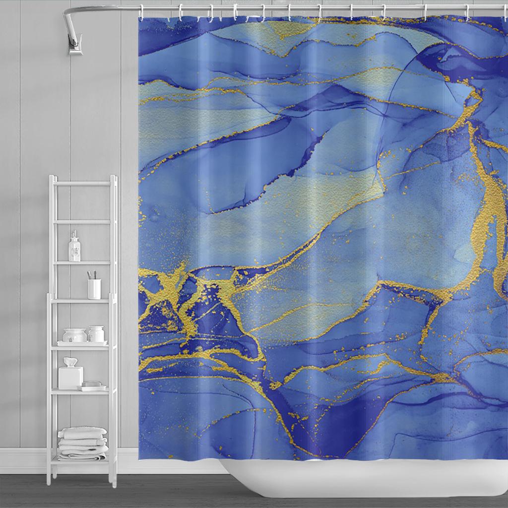 Мраморные занавески для душа с 3D принтом для ванной комнаты, мраморные занавески для ванной с золотыми прожилками, водостойкий чехол для купания из полиэстера с крючками