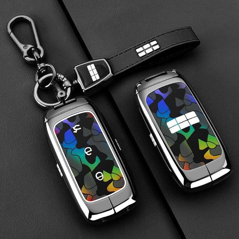 For Geely Galaxy M9  Smart Key Fob Cover Case Holder, Premium Zinc Alloy Metal Keychain Shell Protector