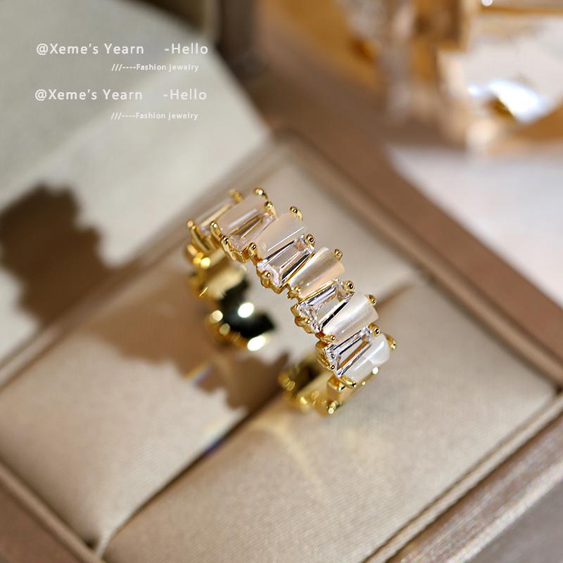 

2026 New Design Opals Zircon Juxtaposed With Gold Colour Rings Luxury Jewelry Party For Women Girls Fashion Set Accessories Gift resizable&Gold-color білий