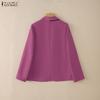 ZANZEA Women Casual Turn Down Collar Long Sleeve Thin Cardigan Blouse