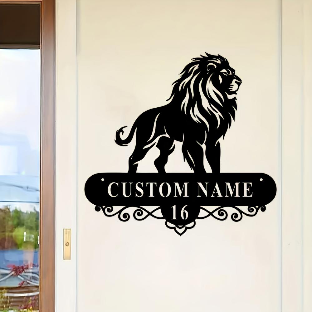 Vintage Metal Lion Wall Sign Custom House Number Farmhouse Kitchen Decor Unique Gift