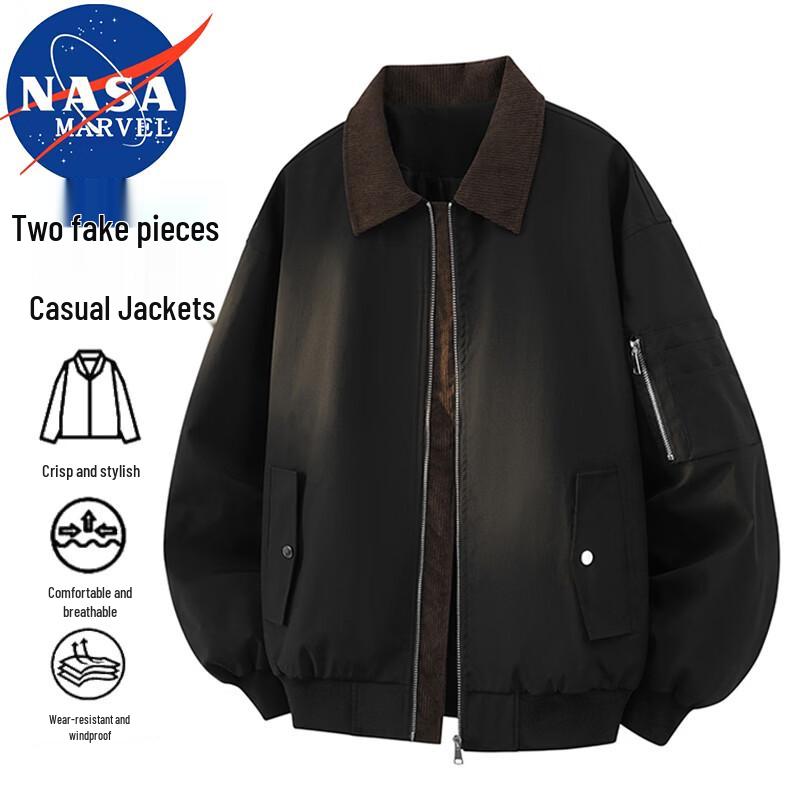 NASA Marvel Lässige Herrenjacke in Faux-Zweiteiler-Optik