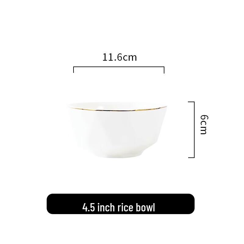 Jingdezhen Ceramic Bowl and Dish Set 4.5 inch Rice Bowl