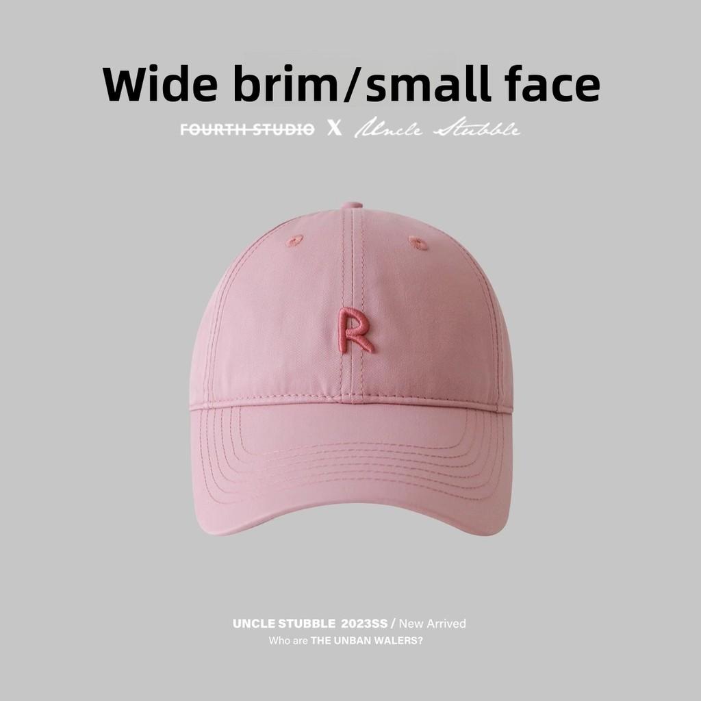 Cotton Baseball Cap With Wide Brim And Embroidered Letters For Summer Sun Protection