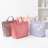 1pc Pink Vertical Stripe Tote Bag, Large Capacity Lightweight Design, with Soft-Touch Handle and Minimalist Silhouette,Women Bag