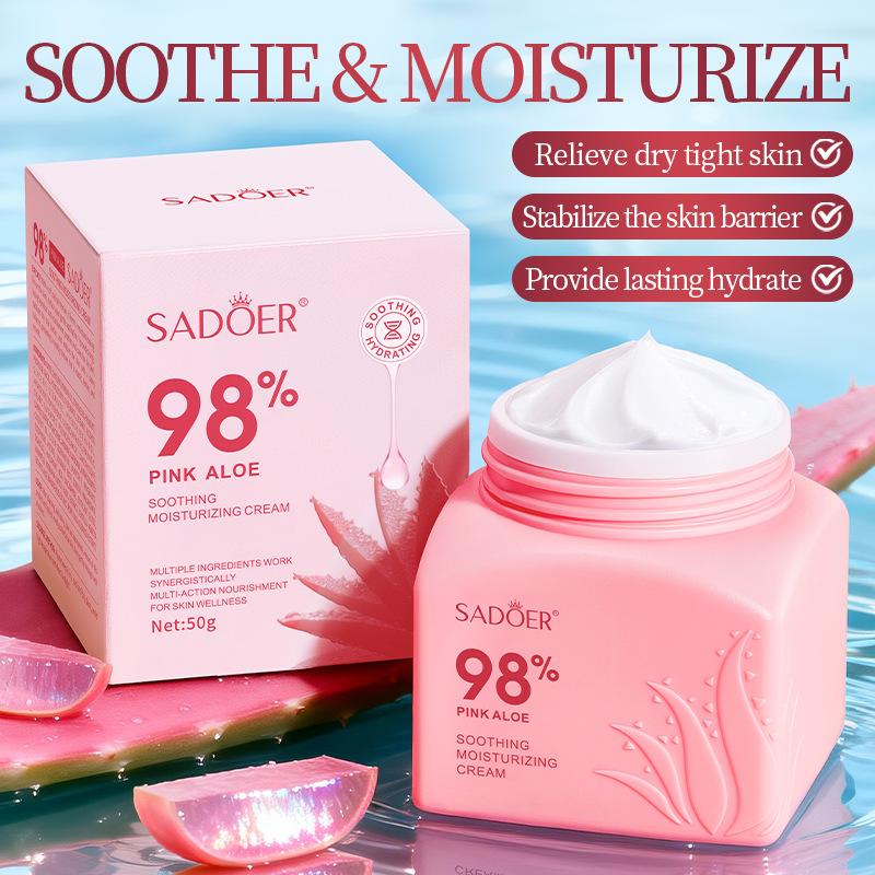 Pink Aloe Vera Soothing Moisturizer 50g Hydrating Moisturizing Cream Skin Care Products
