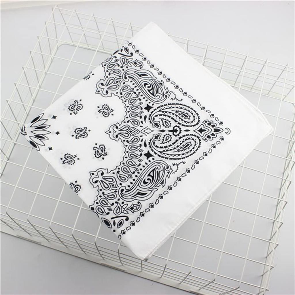 Trifong Bandana White Paisley Adult Bandana Men's Handkerchief Stylish 100% Cotton Paisley Pattern Unisex Large 55cm X 55cm White