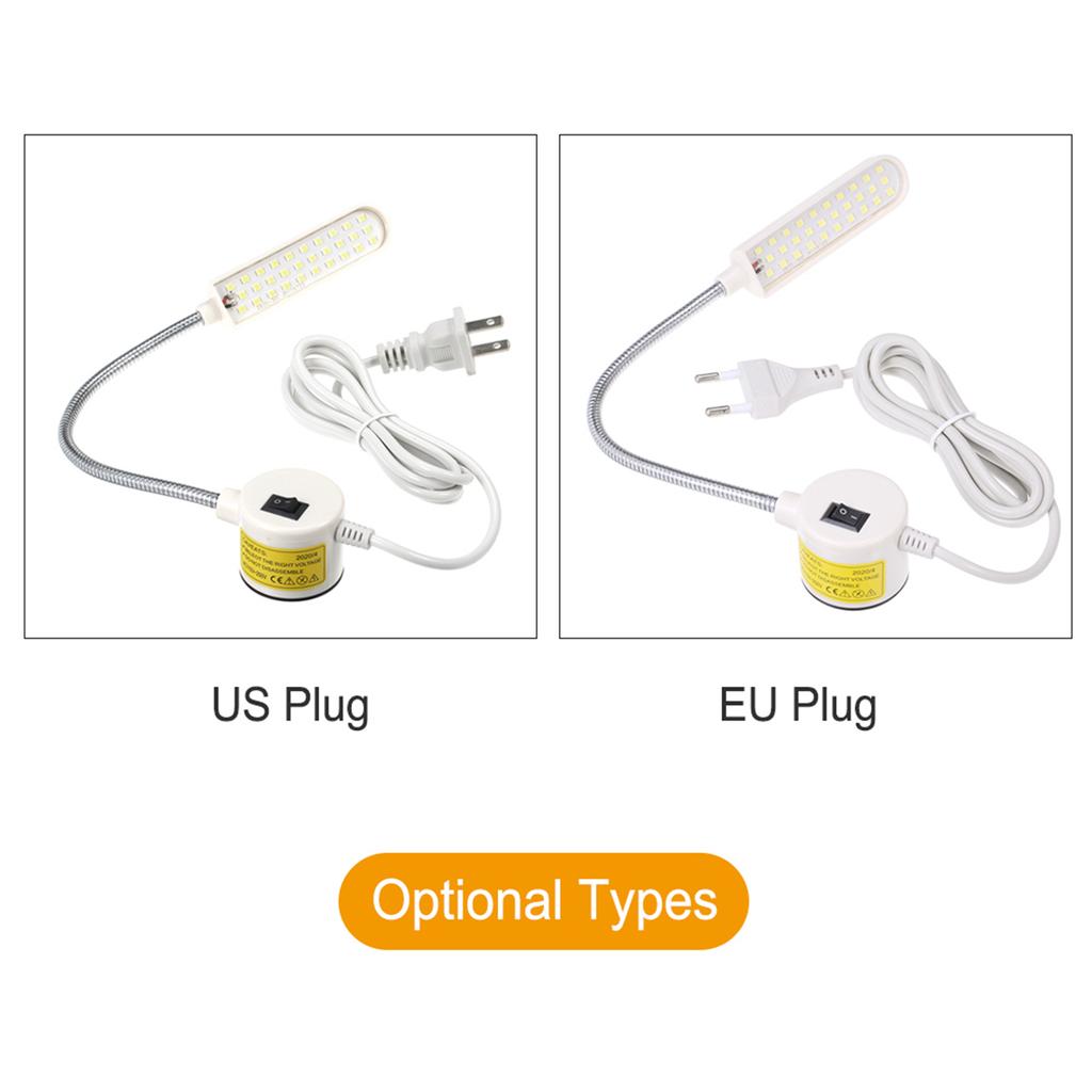 AC110-250V 6W 30LED Šicí stroj Světelná lampa Pevná základna Flexibilní ohýbatelná trubka Design s husím krkem