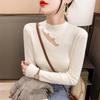 Pure Collarbone Top Women's Design Semi-turtleneck Long-sleeved Knitted Bottoming Shirt Women's Solid Color