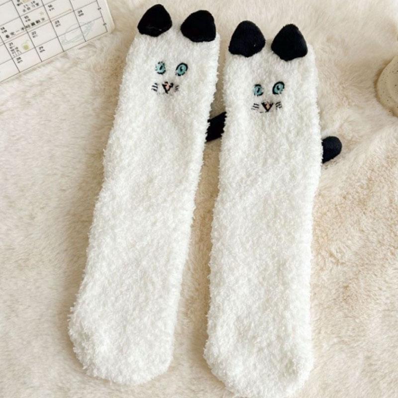 

Зимние кавайные носки с рисунком из мультфильма для женщин, милые 3D-флисовые теплые утолщенные плюшевые носки с рисунком собачьей кошачьей лапки One size