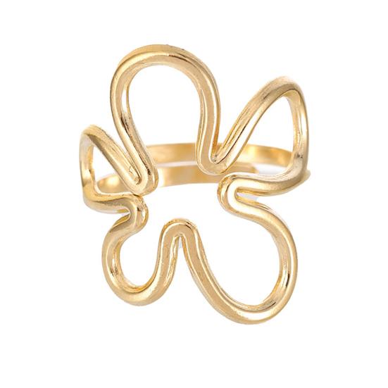 Thumb Ring Irregular Hollow Flower Shape Adjustable Opening Design Finger Ring Stainless Steel Finger Band Versatile Jewelry Gift