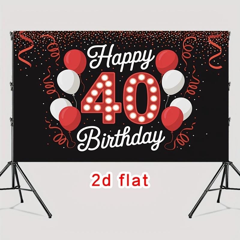 A 2D flat banner with a vibrant design specially created for a 40th birthday celebration event made of polyester material