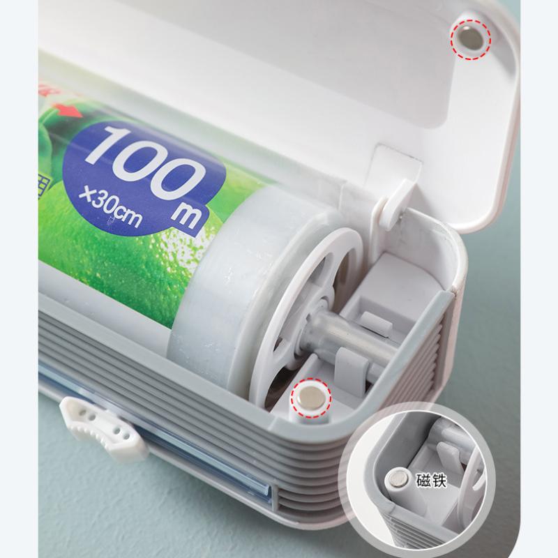 Magnetic Cling Film Cutter Storage Box Plastic Wrap Dispensers  Aluminum Foil Stretch Film Cutter Kitchen Accessories Tools