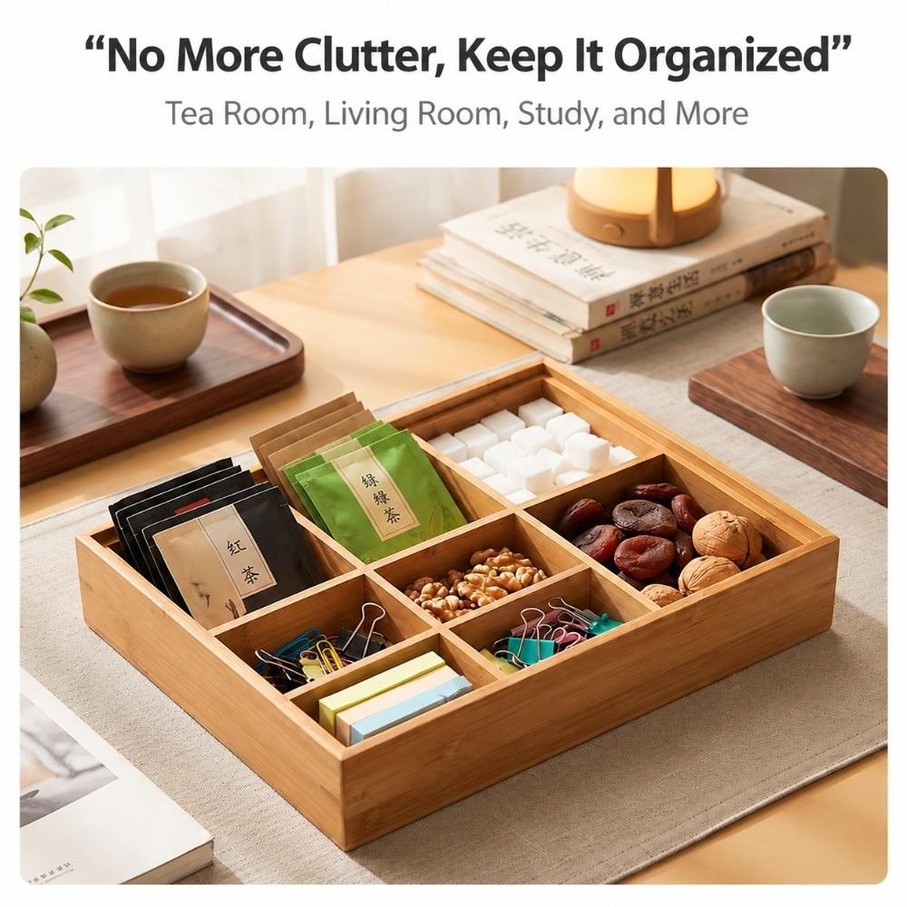 Square Shape Snack Storage Box 6 Grid Lidded Compartment Candy Plate Home Party Serving