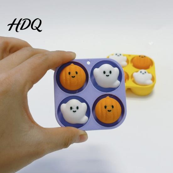 Halloween Desktop Ornament Clicker Fidget Toy 3D Printed Pumpkin Ghost Egg Carton Tactile Sensory Tool with Keychain Hole Cute Stress Relief