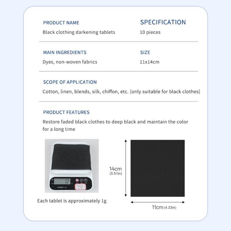 10pcs Laundry Dye Sheets for Revitalizing Black Clothing Color Brighten Cleaner
