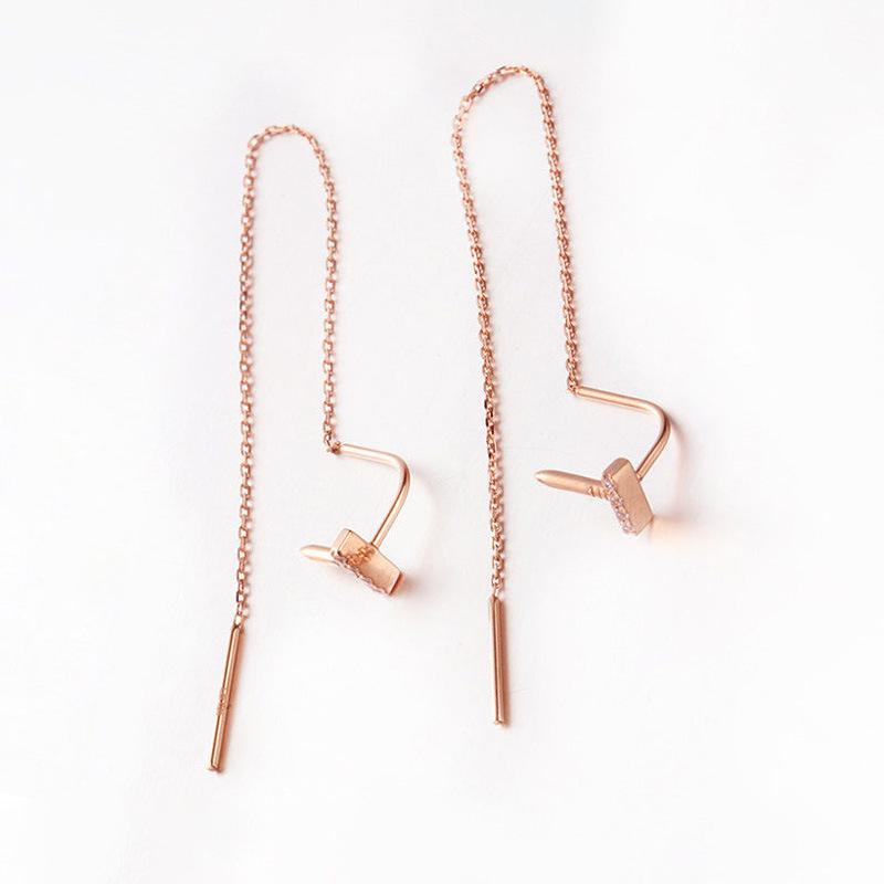 Exquisite Russian 585 Purple Gold Women S Color Gold Exquisite Delicate Rose Gold-Plated Smooth Nail Earrings