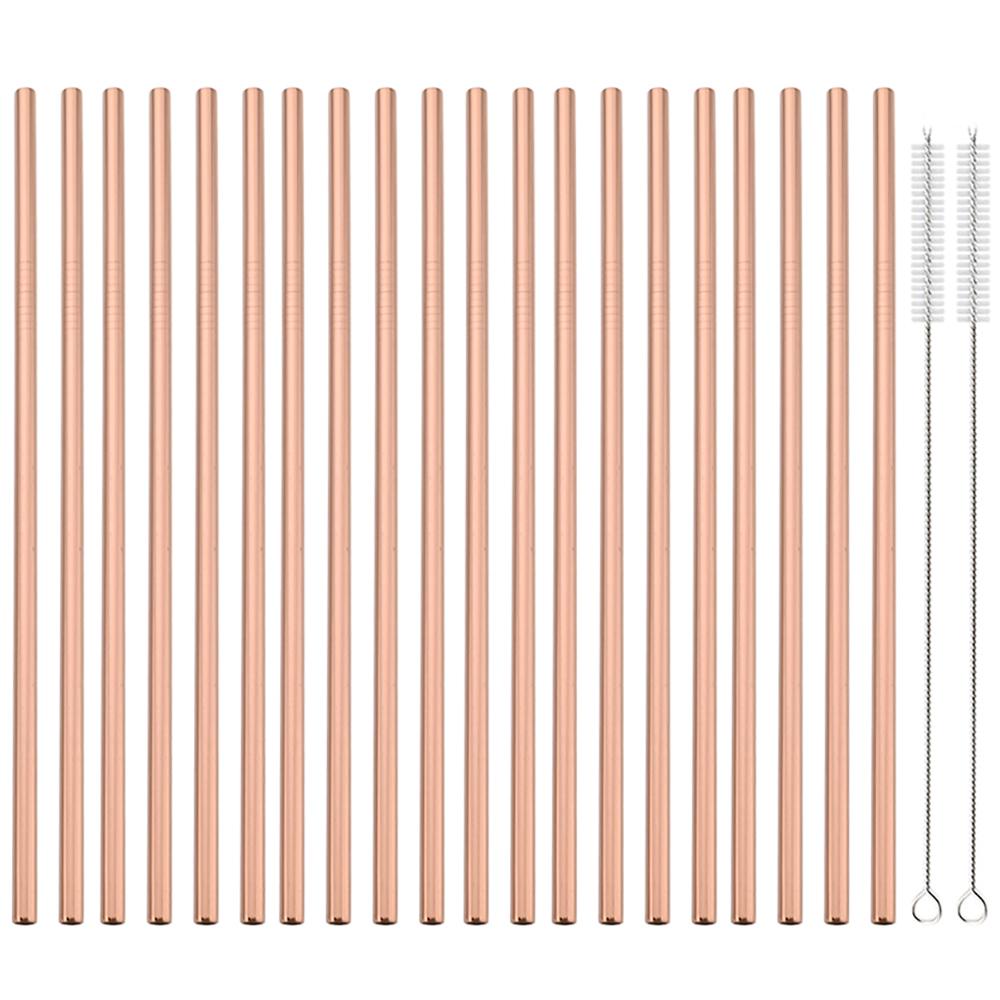 20Pcs 304 Stainless Steel Drinking Straw High Quality Straw Set Eco-friendly Reusable Metal Straws Set Party Juice Bar Accessory