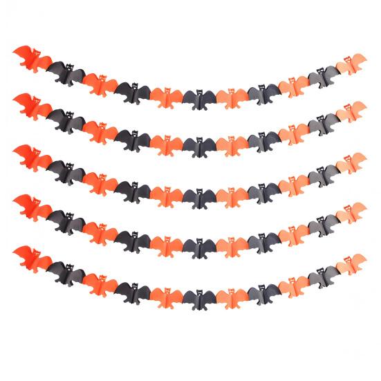 Indoor Party Supplies 5 Pcs 10FT Halloween Banner, Spooky Spider Bat Skull Ghost Seasonal Banner Pumpkin Hanging Bunting Garland for Party,
