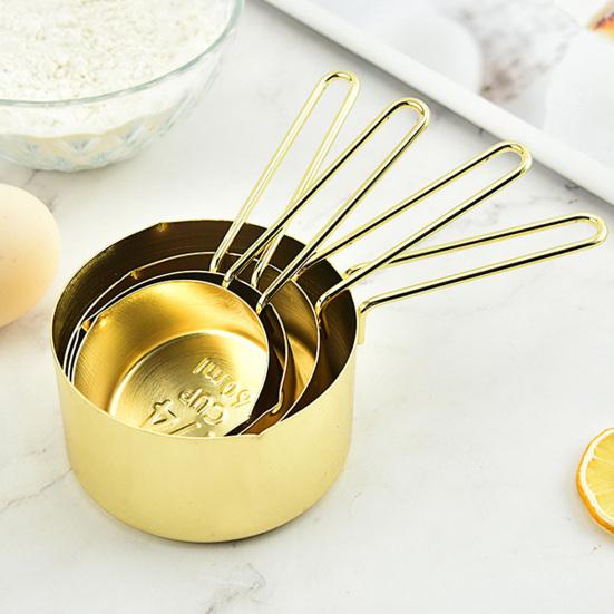 Stainless Steel Measuring Cup Measuring Spoon Set Ergonomic Handles Measuring Cups & Spoons Set Dishwasher Safe Kitchen Tools for Cooking &