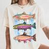 Comfort Colors Gestreiftes Buntes Fisch-Shirt und Kinder-T-Shirt : Fisch-Kunst-T-Shirt im Vintage-Stil